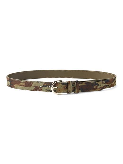 Banana Republic Printed Haircalf Trouser Belt - Olive