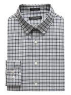 Banana Republic Mens New Slim-fit Tech-stretch Cotton Tartan Plaid Shirt Chrome Gray Size Xs