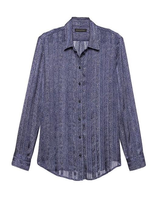 Banana Republic Womens Dillon Classic-fit Herringbone Shirt Navy Size Xs