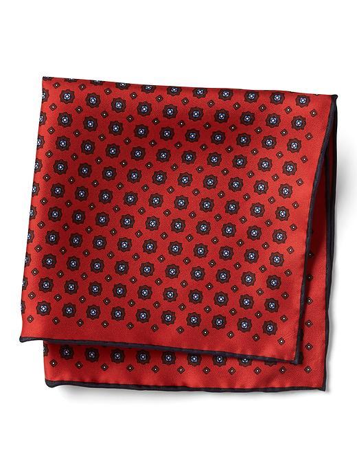 Banana Republic Mens Medallion Silk Pocket Square Red Size One Size