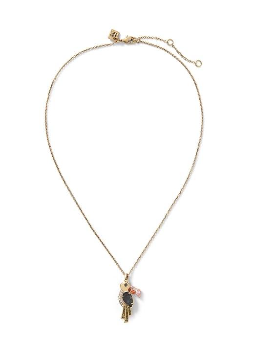 Banana Republic Womens Jeweled Toucan Pendant Necklace Gold Size One Size