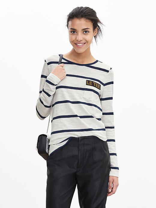 Banana Republic Womens Stripe &quot;le Tee&quot; Shirt Size L - Cocoon