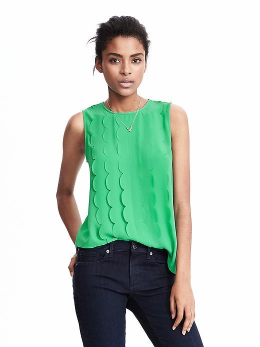 Banana Republic Womens Scallop Top Size L - Serenity Green