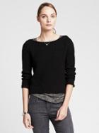 Banana Republic Womens Seed-stitch Cropped Pullover Black Size Xs