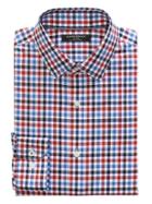 Banana Republic Mens Classic-fit Non-iron Stretch Gingham Shirt Lipstick Red Size S