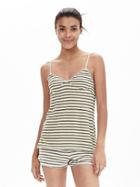 Banana Republic Womens Striped Lace Trim Lounge Cami Size L - Tigers Eye Green