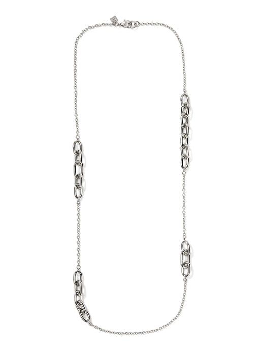 Banana Republic Womens Elongated Links Layer Necklace Silver Size One Size