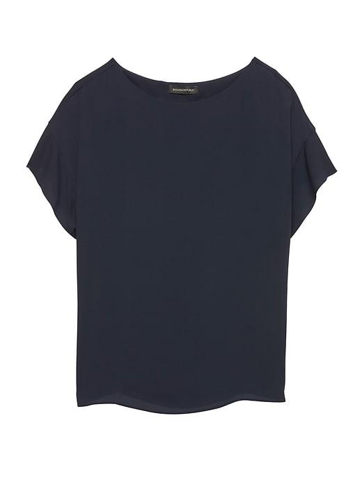 Banana Republic Womens Flutter-sleeve Polished Tee Navy Size Xs