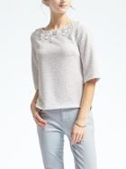 Banana Republic Womens Paillette Embellished Top - White