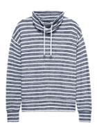 Banana Republic Womens Funnel-neck Sweatshirt Bold Blue Stripe Size Xs