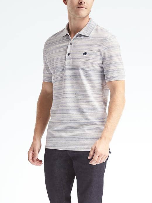Banana Republic Solid Pique Polo - Blue Multi/navy