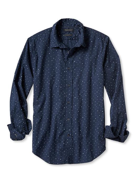 Banana Republic Mens Camden Fit Multi Dot Custom 078 Wash Shirt Size L Tall - Preppy Navy