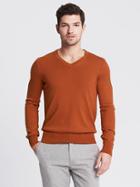 Banana Republic Silk Cotton Cashmere Vee Pullover Size L Tall - Cayenne