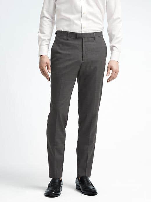 Banana Republic Mens Slim Solid Performance Stretch Wool Dress Pant - Dark Charcoal