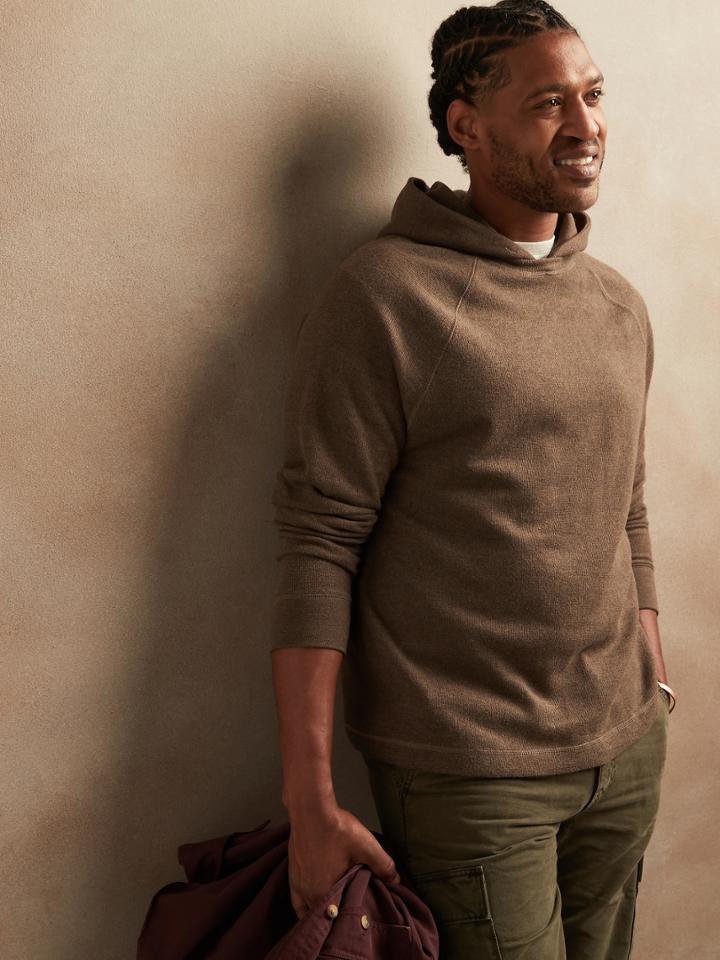Brushed Waffle-knit Hoodie