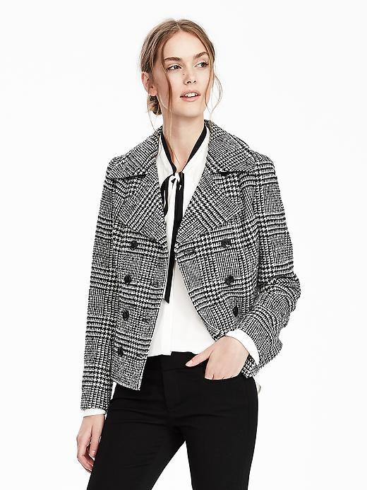 Banana Republic Plaid Jacket Size 2 Petite - Black/white