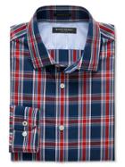 Banana Republic Mens Grant Fit Bold Check Non Iron Shirt Size L Tall - Modern Red