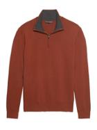 Banana Republic Mens Premium Cotton Cashmere Half-zip Sweater Red Sand Size L
