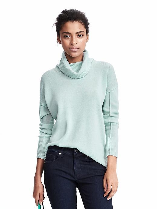 Banana Republic Womens Seamed Turtleneck Pullover Size L - Rain Drop Blue