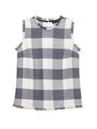 Banana Republic Womens Petite Gingham Tweed Shell Basic Blue Size M