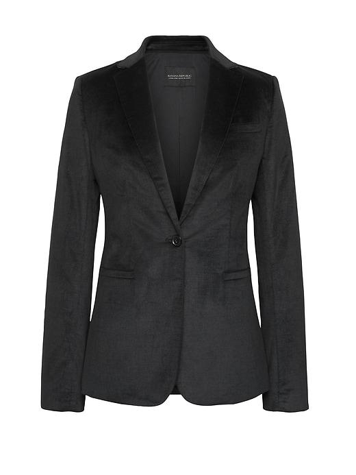 Banana Republic Womens Long And Lean-fit Solid Velvet Blazer Black Size 4