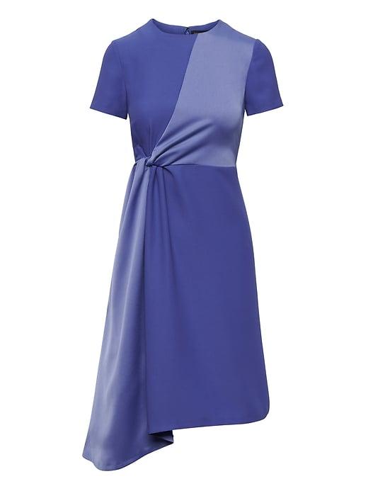 Banana Republic Womens Mixed-media Fit-and-flare Dress Cobalt Blue Size 8