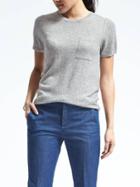 Banana Republic Womens Italian Cashmere Blend Pocket Tee - Light Gray Heather