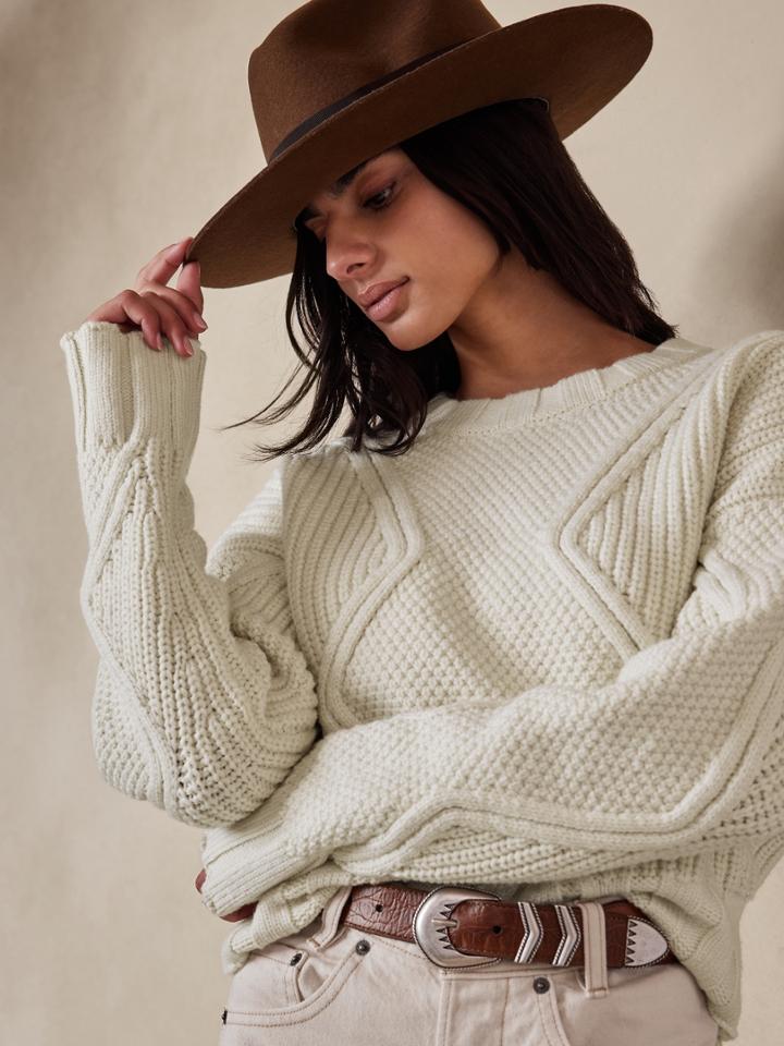 Tavati Geometric Cropped Sweater