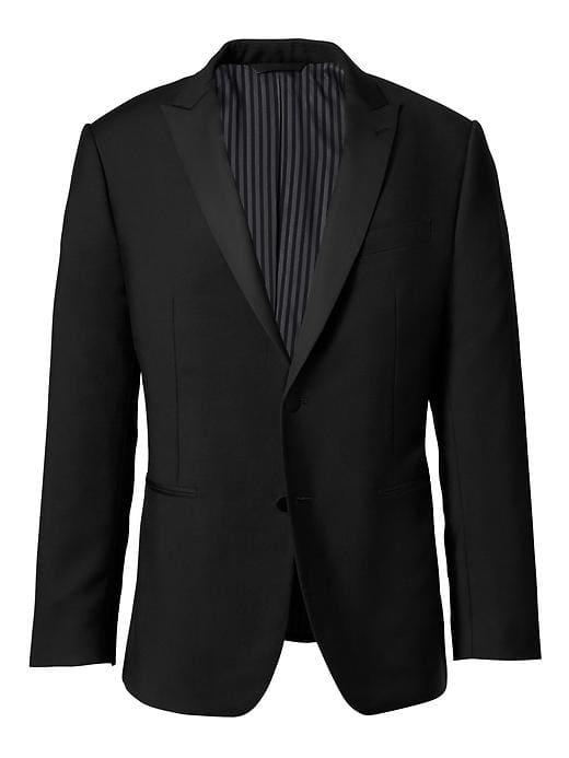 Banana Republic Mens Slim Monogram Black Italian Wool Mohair Tuxedo Jacket - Black