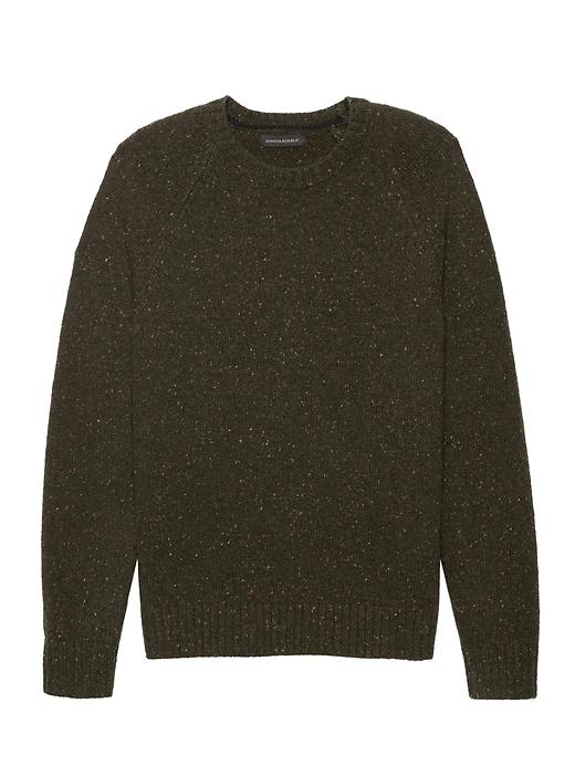 Banana Republic Mens Merino Wool Blend Donegal Crew-neck Sweater Hemlock Green Size Xl