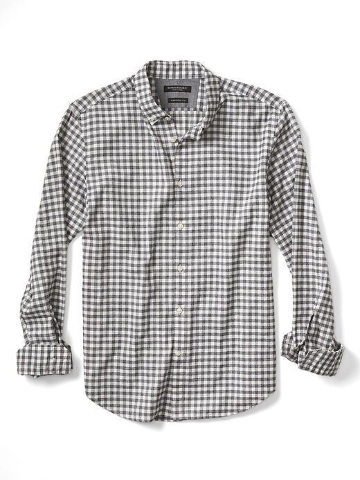 Banana Republic Mens Camden Fit Gingham Shirt Size L Tall - Dark Gray