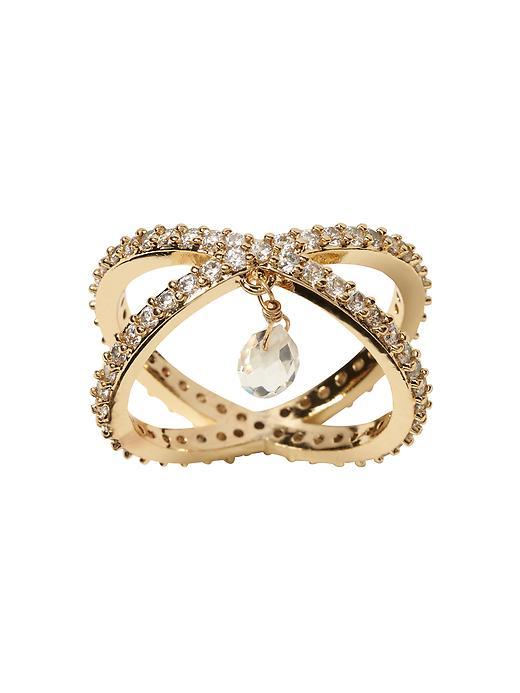 Banana Republic Criss Cross Sparkle Ring Size 5 - Gold