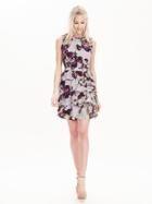 Banana Republic Womens Floral Ruffle Dress Size 0 Petite - Lilac Blush