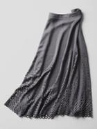 Banana Republic Womens Eyelet Midi Skirt Size 0 - Mink Grey