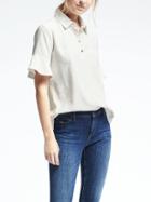 Banana Republic Flutter Sleeve Polo Top - Snow Day