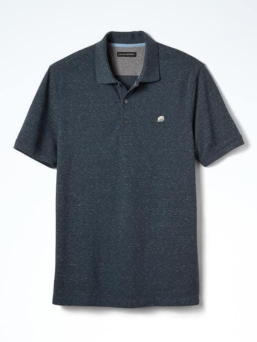 Banana Republic Mens Solid Pique Polo - Denim Blue