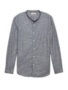 Banana Republic Mens Heritage Grant Slim-fit Chambray Banded-collar Shirt Chambray Size L