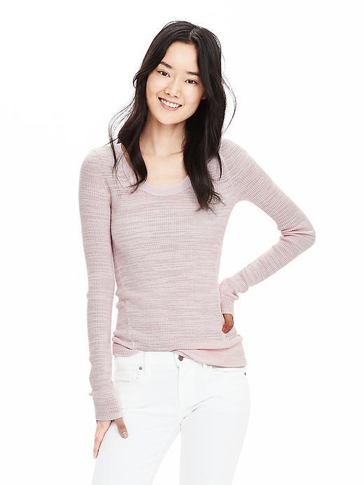 Banana Republic Womens Ribbed Long Scoop Pullover Size L - Blush