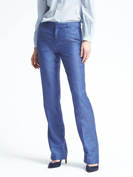 Banana Republic Logan Fit Chambray Linen Blend Pant - Chambray Blue