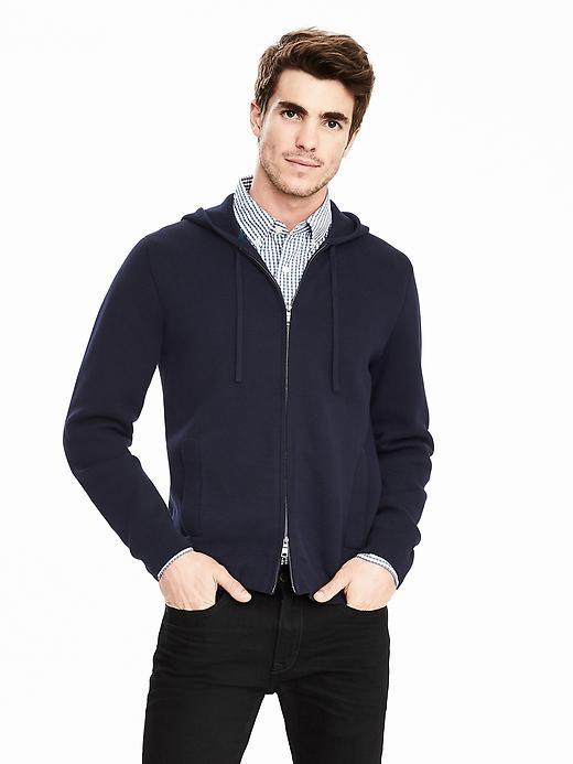 Banana Republic Mens Full Zip Hoodie Size L Tall - Preppy Navy