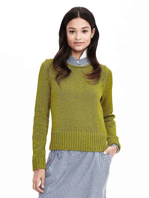 Banana Republic Womens Metallic Pullover Sweater Size L - Limestone