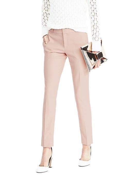 Banana Republic Womens Ryan Slim Straight-fit Luxe Brushed Twill Herringbone Pant Pink Size 2