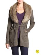 Banana Republic Womens Factory Faux Fur Cardigan Size L - Brown Heather