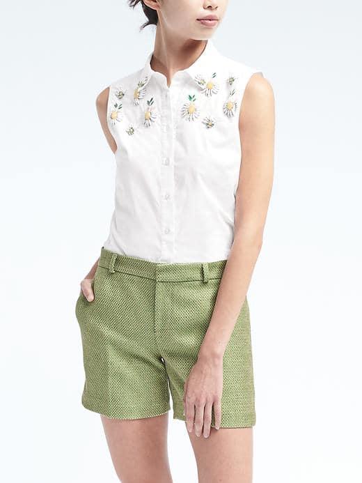 Banana Republic Embellished Riley Fit Shirt - White
