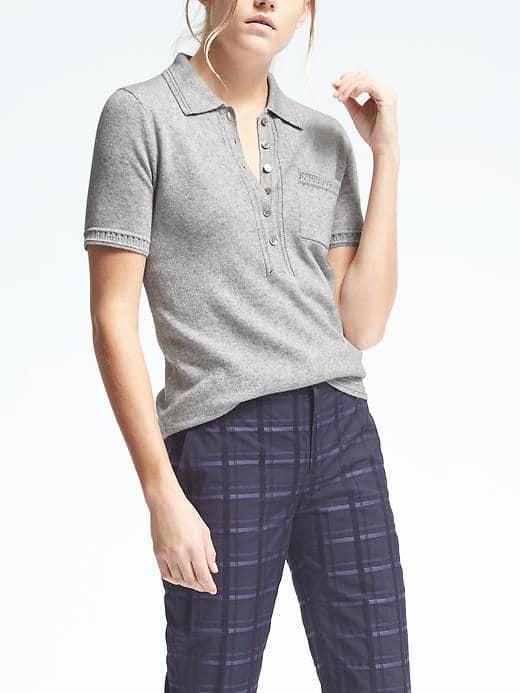 Banana Republic Italian Cashmere Blend Sweater Polo - Gray