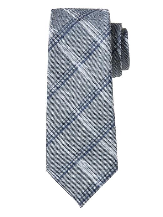 Banana Republic Mens Neil Plaid Nanotex Tie Ocean Surf Size One Size