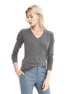 Banana Republic Womens Italian Cashmere Blend Vee Pullover Size L - Charcoal Heather