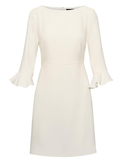 Banana Republic Womens Petite Flutter-sleeve Mini Dress White Size 14