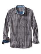 Banana Republic Mens Grant Fit Check Double Face Shirt Size L Tall - Gray Literature
