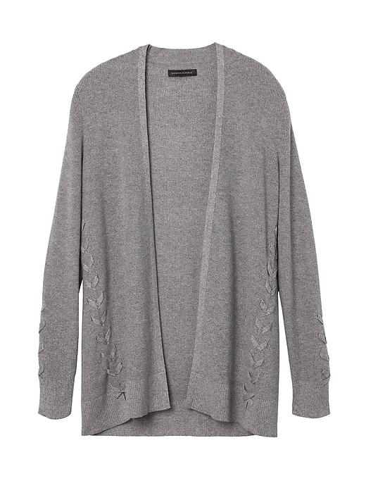 Banana Republic Womens Cotton Blend Lace Up Long Cardigan - Heather Gray